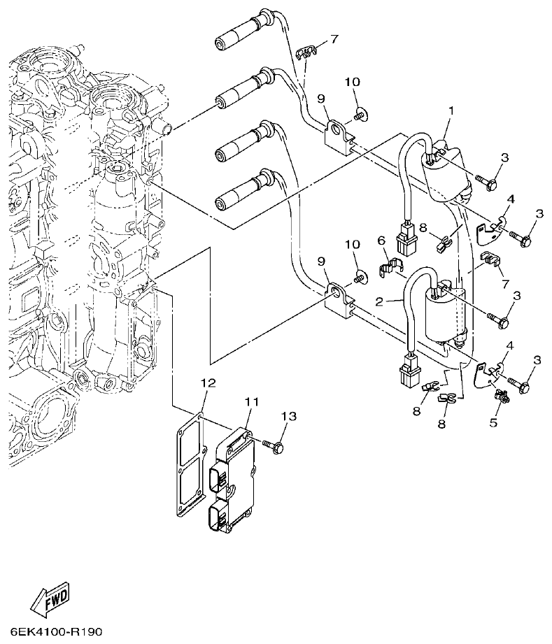 Yamaha F115B, FL115B, FL115BET ELECTRICAL 4 parts diagram